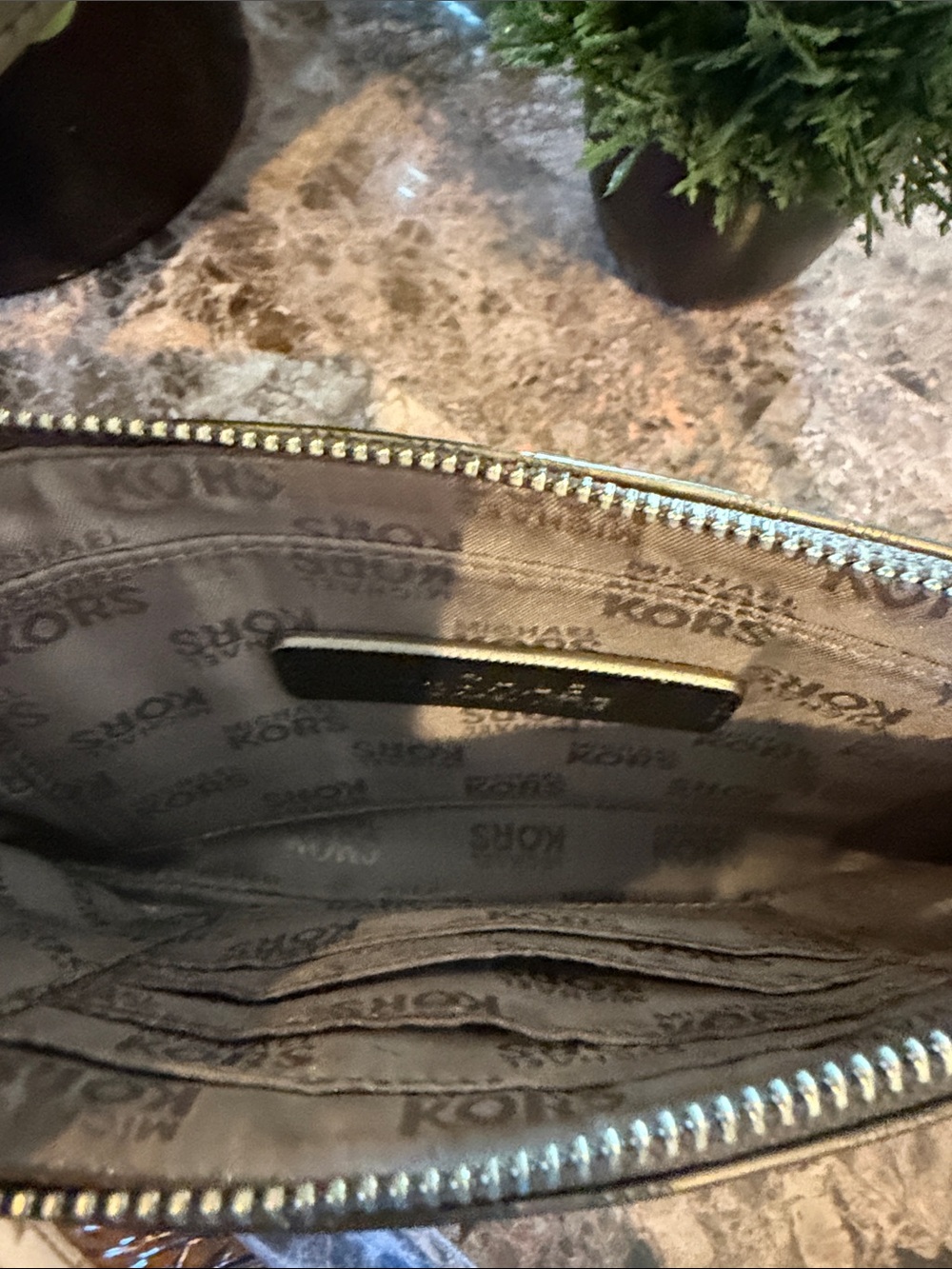 Michael Kors Metallic Gunmetal MK Logo Wristlet - Picture 5 of 9
